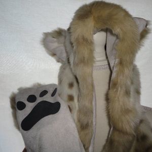 Brown/Tan Wolf Anime Faux Animal Hood Hoods